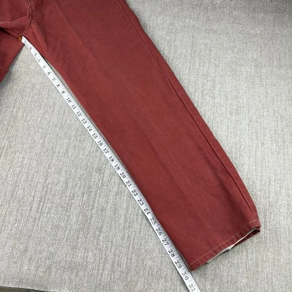 Vintage 60s Cactus Concha's Canvas Buckle Back Pants 38x30 Cowboy Crimson Red